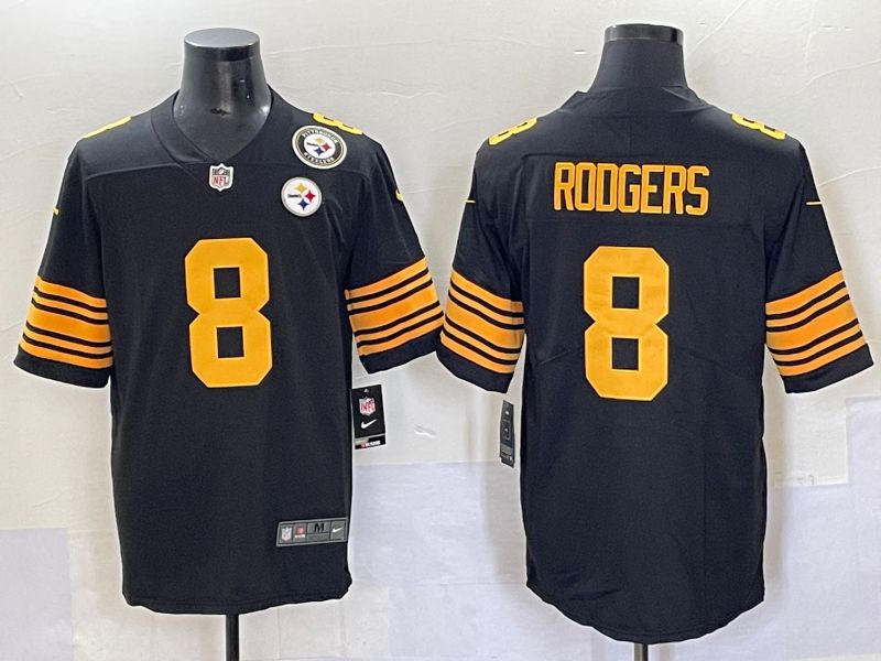 Men 2025 Pittsburgh Steelers #8 Rodgers Black yellow Nike Limited NFL Jersey style 2->pittsburgh steelers->NFL Jersey